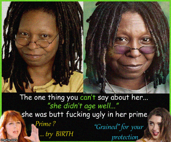FUGLY poster child...shit out of luck since,,,,birth | image tagged in fugly,whoopi goldberg,ugly,butt ugly,lol,lol so funny | made w/ Imgflip meme maker