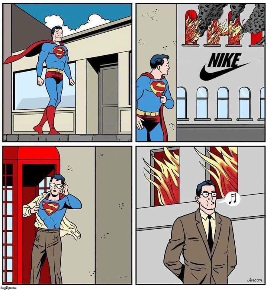 If all-American Superman saw Nike on fire today... side note:  did you know Superman wears Trump pajamas? It’s true!! | . | image tagged in make america great again | made w/ Imgflip meme maker
