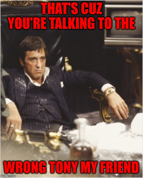THAT'S CUZ YOU'RE TALKING TO THE WRONG TONY MY FRIEND | made w/ Imgflip meme maker
