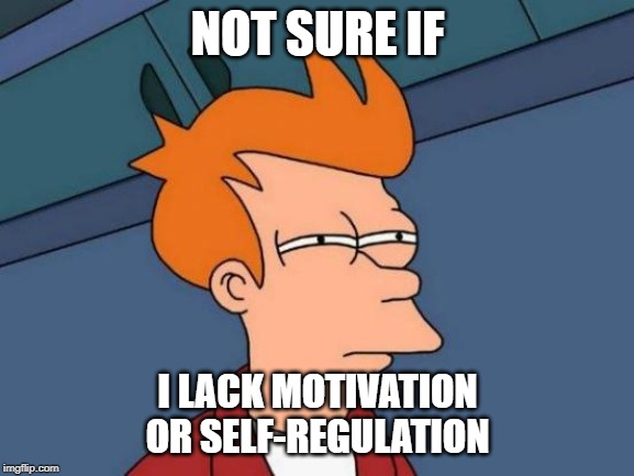Motivation and SRL | NOT SURE IF; I LACK MOTIVATION OR SELF-REGULATION | image tagged in memes,futurama fry | made w/ Imgflip meme maker