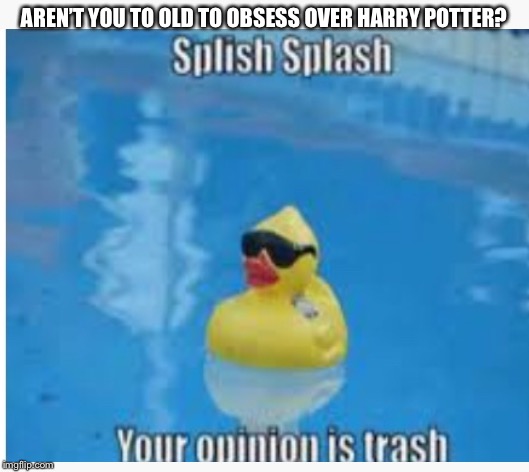 Harry Potter Meme | AREN’T YOU TO OLD TO OBSESS OVER HARRY POTTER? | image tagged in harry potter meme,harry potter,draco malfoy,memes,popular,movies | made w/ Imgflip meme maker