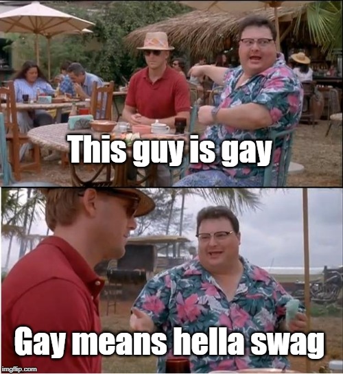 Gay | This guy is gay; Gay means hella swag | image tagged in memes,see nobody cares | made w/ Imgflip meme maker