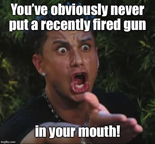 DJ Pauly D Meme | You’ve obviously never put a recently fired gun in your mouth! | image tagged in memes,dj pauly d | made w/ Imgflip meme maker
