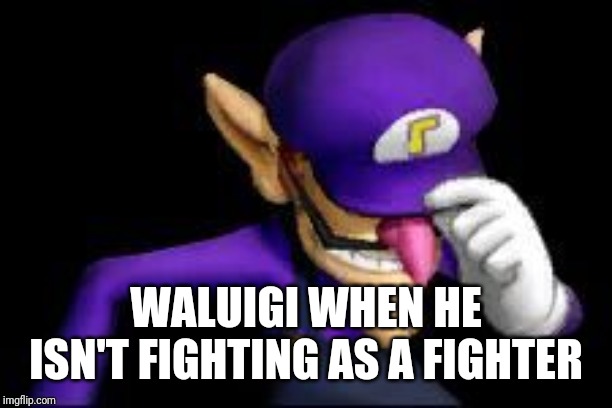 Waluigi sad | WALUIGI WHEN HE ISN'T FIGHTING AS A FIGHTER | image tagged in waluigi sad | made w/ Imgflip meme maker