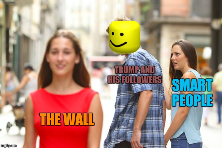 Distracted Boyfriend Meme | TRUMP AND HIS FOLLOWERS; SMART PEOPLE; THE WALL | image tagged in memes,distracted boyfriend | made w/ Imgflip meme maker