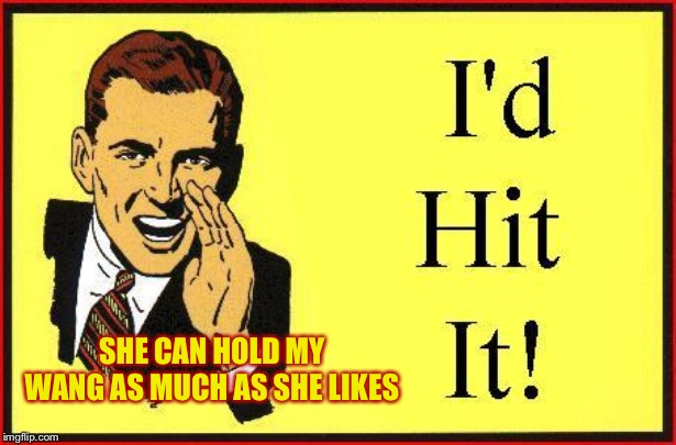 I’d Hit It ! | SHE CAN HOLD MY WANG AS MUCH AS SHE LIKES | image tagged in id hit it | made w/ Imgflip meme maker