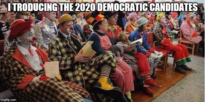 Liberal-Clowns | I TRODUCING THE 2020 DEMOCRATIC CANDIDATES | image tagged in liberal-clowns | made w/ Imgflip meme maker