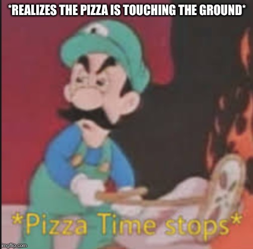 Pizza Time Stops | *REALIZES THE PIZZA IS TOUCHING THE GROUND* | image tagged in pizza time stops | made w/ Imgflip meme maker