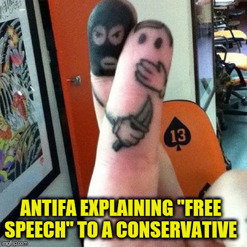The Only Free Speech defended by Democrats is Theirs | ANTIFA EXPLAINING "FREE SPEECH" TO A CONSERVATIVE | image tagged in vince vance,free speech,antifa,unmasked,violence is never the answer,democrats | made w/ Imgflip meme maker
