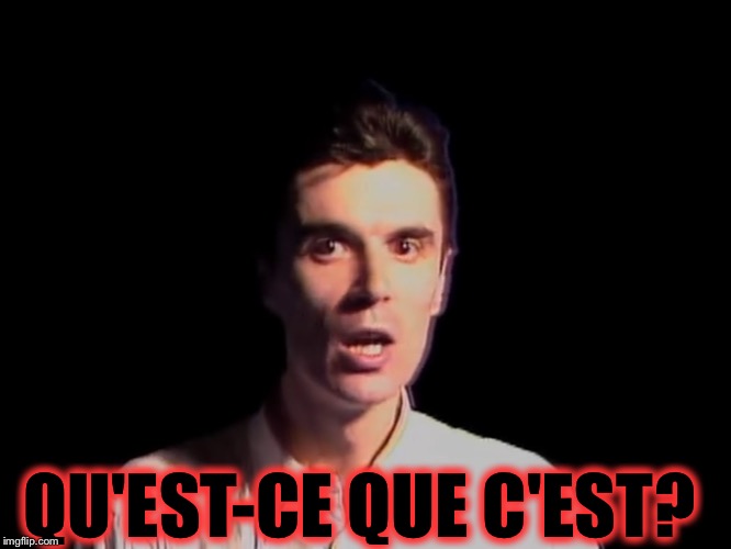 Shocked person talking heads once in a lifetime | QU'EST-CE QUE C'EST? | image tagged in shocked person talking heads once in a lifetime | made w/ Imgflip meme maker