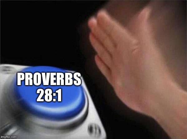 Blank Nut Button Meme | PROVERBS 28:1 | image tagged in memes,blank nut button | made w/ Imgflip meme maker