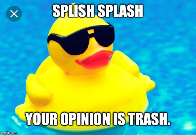 SPLISH SPLASH YOUR OPINION IS TRASH. | made w/ Imgflip meme maker