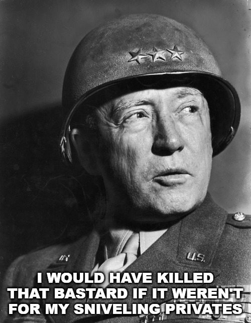 General Patton | I WOULD HAVE KILLED THAT BASTARD IF IT WEREN'T FOR MY SNIVELING PRIVATES | image tagged in general patton | made w/ Imgflip meme maker