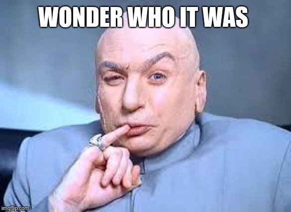 dr evil pinky | WONDER WHO IT WAS | image tagged in dr evil pinky | made w/ Imgflip meme maker