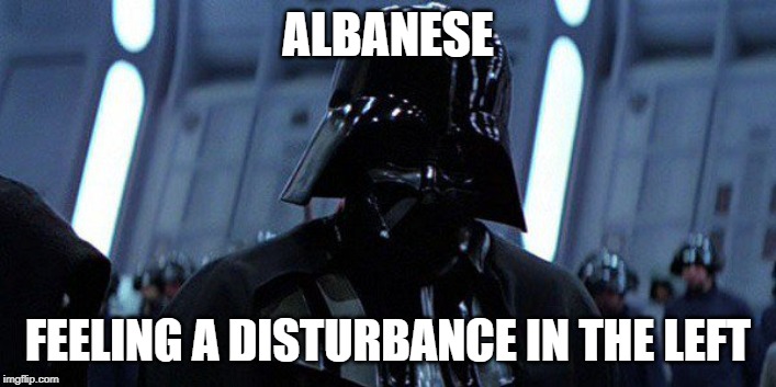 ALBANESE; FEELING A DISTURBANCE IN THE LEFT | image tagged in leftists | made w/ Imgflip meme maker