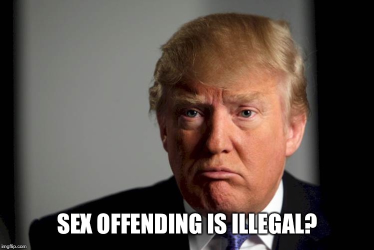Trump Confused | SEX OFFENDING IS ILLEGAL? | image tagged in trump confused | made w/ Imgflip meme maker