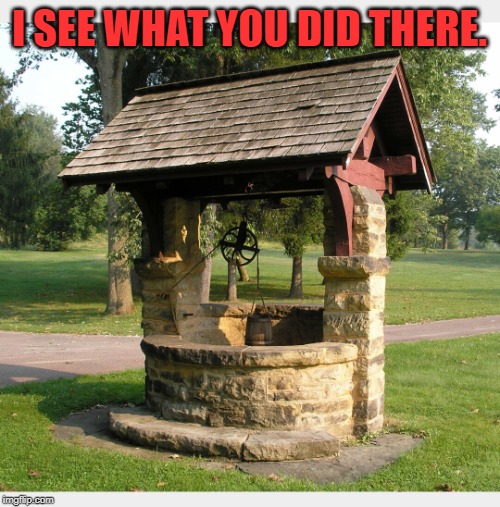 Wishing well | I SEE WHAT YOU DID THERE. | image tagged in wishing well | made w/ Imgflip meme maker