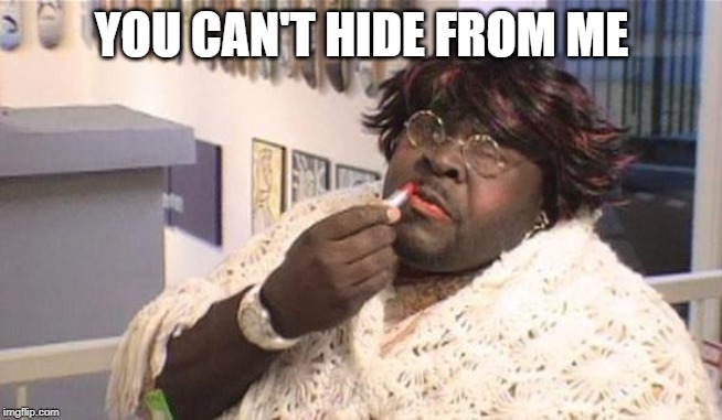 fat black lady | YOU CAN'T HIDE FROM ME | image tagged in fat black lady | made w/ Imgflip meme maker