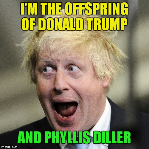 Donald Trump's Johnson | I'M THE OFFSPRING OF DONALD TRUMP; AND PHYLLIS DILLER | image tagged in boris johnson,donald trump | made w/ Imgflip meme maker