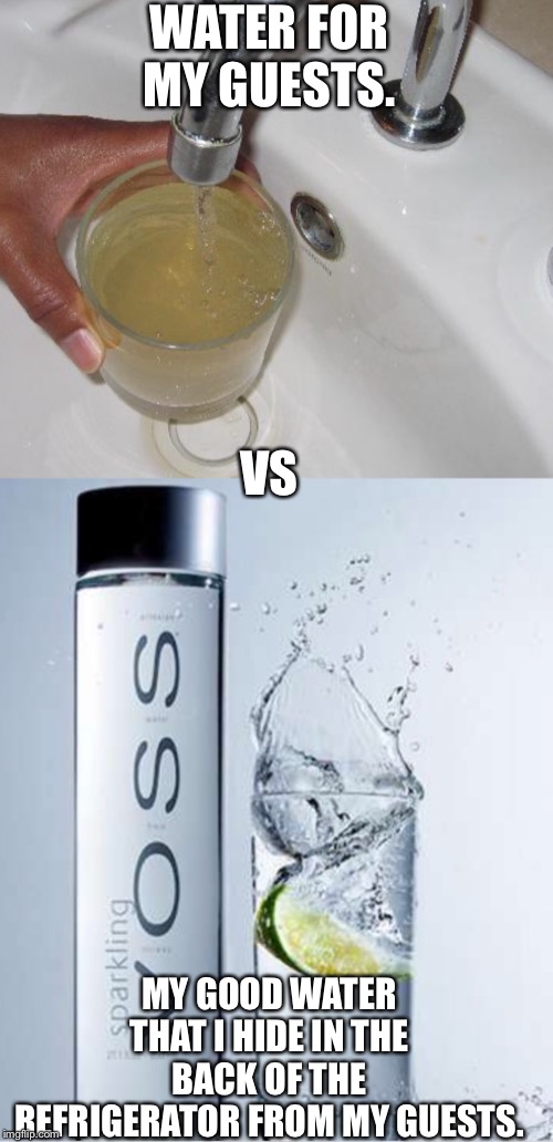 Mmhmm some of y’all guilty! | WATER FOR MY GUESTS. VS; MY GOOD WATER THAT I HIDE IN THE BACK OF THE REFRIGERATOR FROM MY GUESTS. | image tagged in petty,am i the only one around here,yep i dont care,tom petty,i see what you did there | made w/ Imgflip meme maker