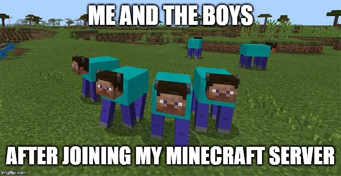 me and the boys | ME AND THE BOYS; AFTER JOINING MY MINECRAFT SERVER | image tagged in me and the boys | made w/ Imgflip meme maker