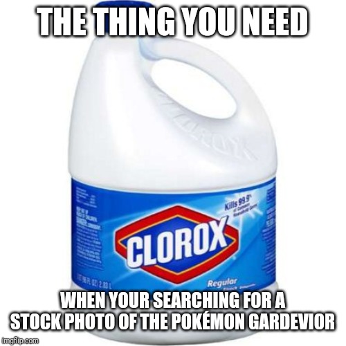 bleach | THE THING YOU NEED; WHEN YOUR SEARCHING FOR A STOCK PHOTO OF THE POKÉMON GARDEVIOR | image tagged in bleach | made w/ Imgflip meme maker