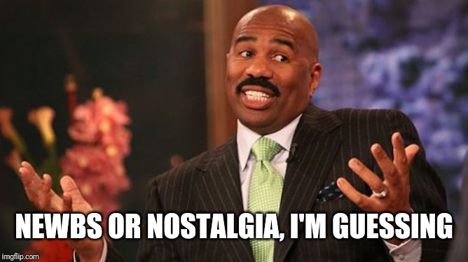 Steve Harvey Meme | NEWBS OR NOSTALGIA, I'M GUESSING | image tagged in memes,steve harvey | made w/ Imgflip meme maker