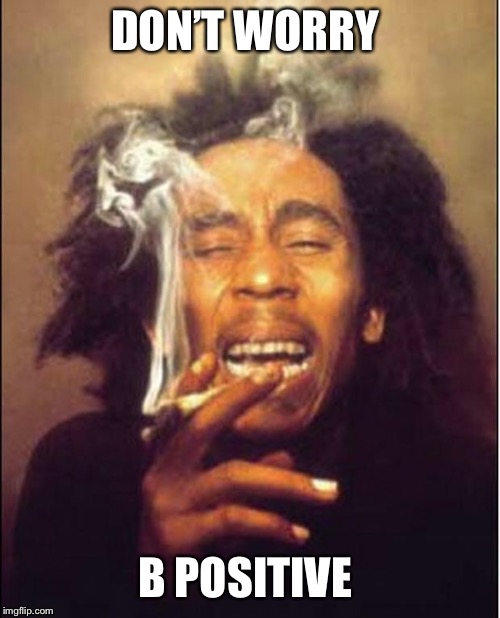 Bob Marley Logic | DON’T WORRY B POSITIVE | image tagged in bob marley logic | made w/ Imgflip meme maker