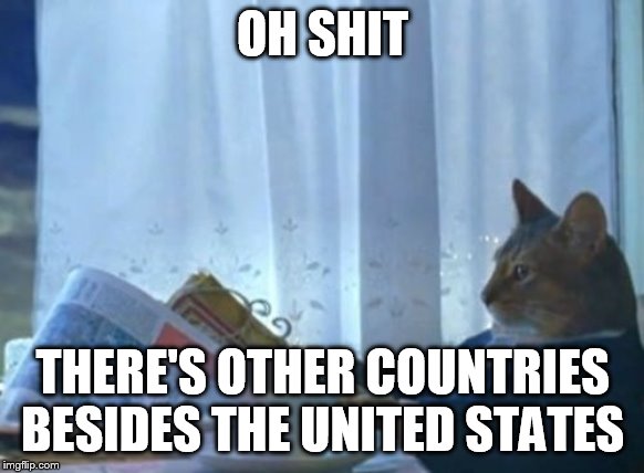 Right-Wingers in a nutshell | OH SHIT; THERE'S OTHER COUNTRIES BESIDES THE UNITED STATES | image tagged in memes,i should buy a boat cat,rightist,rightists,america,united states | made w/ Imgflip meme maker