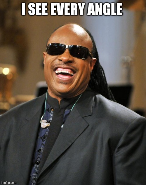 Stevie Wonder | I SEE EVERY ANGLE | image tagged in stevie wonder | made w/ Imgflip meme maker