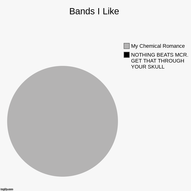 Wel its tru | Bands I Like | NOTHING BEATS MCR. GET THAT THROUGH YOUR SKULL, My Chemical Romance | image tagged in charts,pie charts,mcr,my chemical romance | made w/ Imgflip chart maker