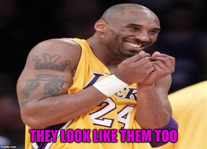 Giggly Kobe Bryant | THEY LOOK LIKE THEM TOO | image tagged in giggly kobe bryant | made w/ Imgflip meme maker