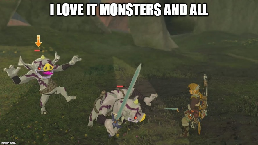 White Bokoblin | I LOVE IT MONSTERS AND ALL | image tagged in white bokoblin | made w/ Imgflip meme maker