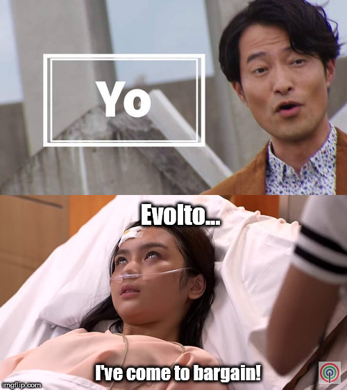 Evolto... I've come to bargain! | image tagged in tired cassie | made w/ Imgflip meme maker