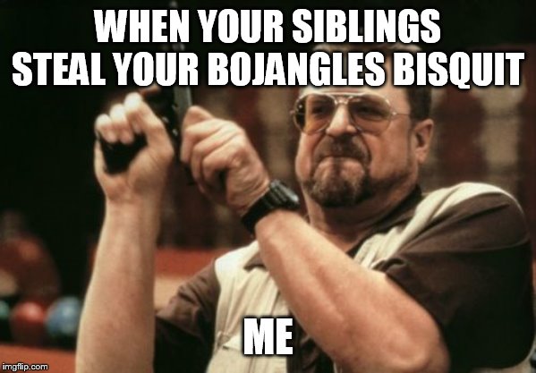 Am I The Only One Around Here | WHEN YOUR SIBLINGS STEAL YOUR BOJANGLES BISQUIT; ME | image tagged in memes,am i the only one around here | made w/ Imgflip meme maker