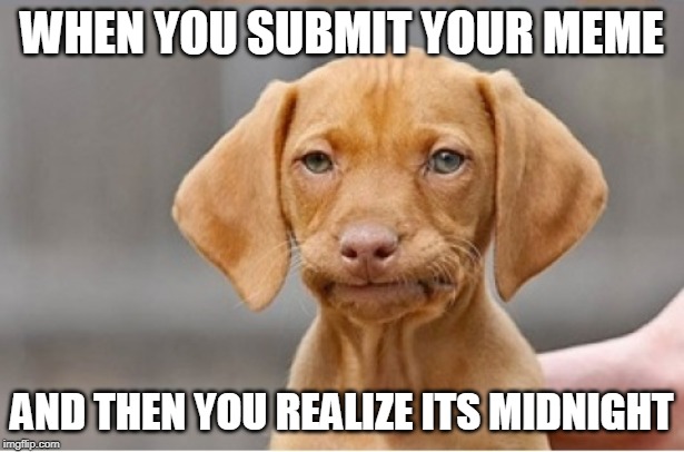 Well Shit | WHEN YOU SUBMIT YOUR MEME; AND THEN YOU REALIZE ITS MIDNIGHT | image tagged in well shit | made w/ Imgflip meme maker