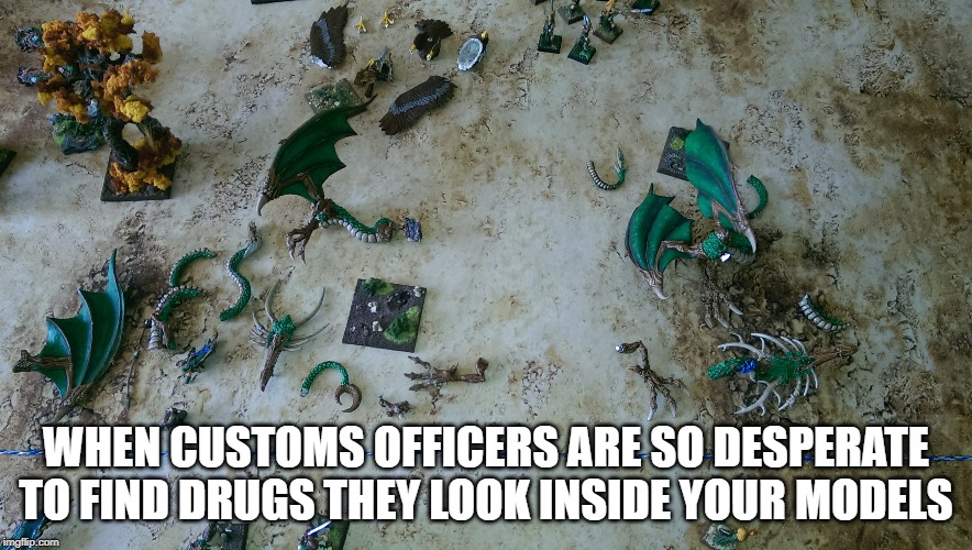 WHEN CUSTOMS OFFICERS ARE SO DESPERATE TO FIND DRUGS THEY LOOK INSIDE YOUR MODELS | made w/ Imgflip meme maker