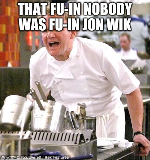 Chef Gordon Ramsay Meme | THAT FU-IN NOBODY WAS FU-IN JON WIK | image tagged in memes,chef gordon ramsay | made w/ Imgflip meme maker