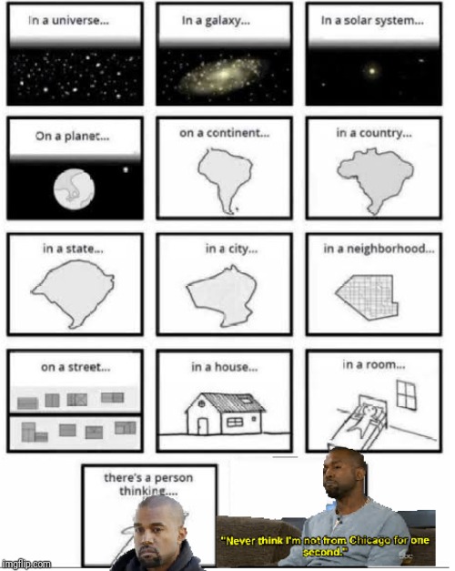 KanyeVerse | image tagged in douchebag,kanye west,thinking,greatest,king,great | made w/ Imgflip meme maker