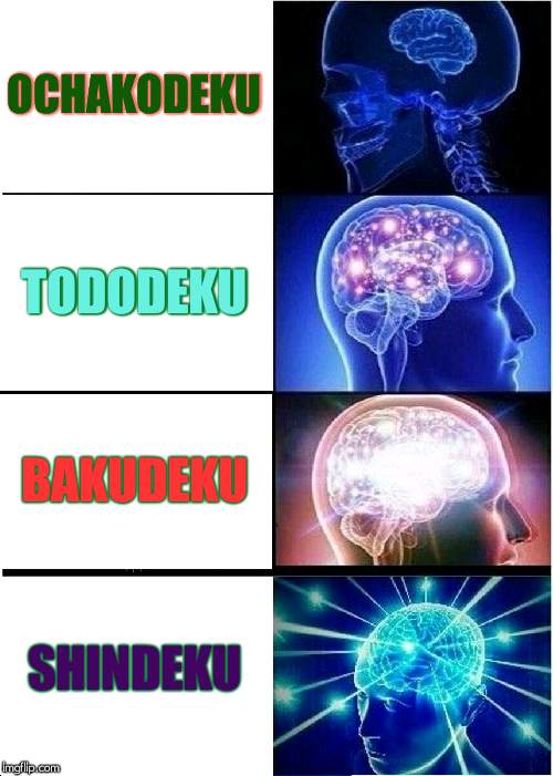 Expanding Brain Meme | OCHAKODEKU; TODODEKU; BAKUDEKU; SHINDEKU | image tagged in memes,expanding brain | made w/ Imgflip meme maker