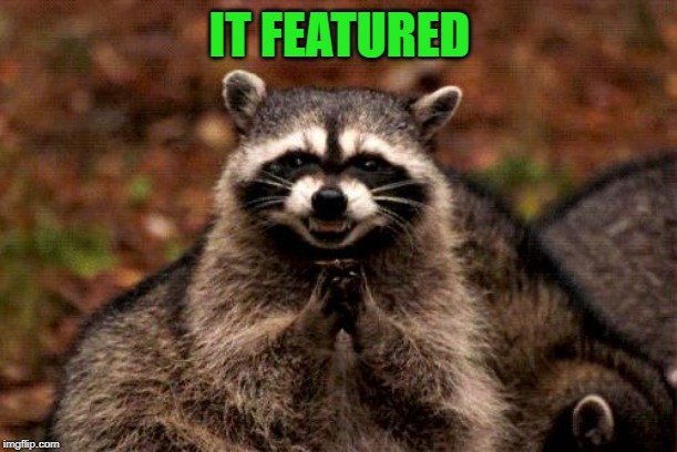 Evil Plotting Raccoon Meme | IT FEATURED | image tagged in memes,evil plotting raccoon | made w/ Imgflip meme maker