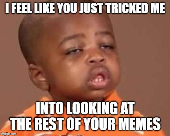 I feel it | I FEEL LIKE YOU JUST TRICKED ME INTO LOOKING AT THE REST OF YOUR MEMES | image tagged in i feel it | made w/ Imgflip meme maker