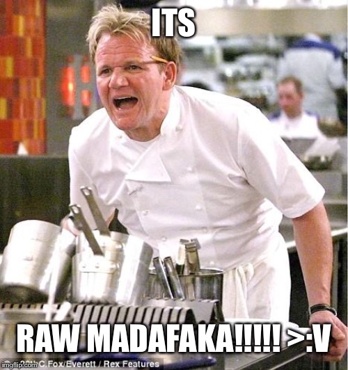 Chef Gordon Ramsay Meme | ITS; RAW MADAFAKA!!!!! >:V | image tagged in memes,chef gordon ramsay | made w/ Imgflip meme maker