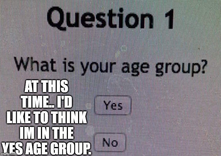 Boy am i a big boy Yes! | AT THIS TIME.. I'D LIKE TO THINK IM IN THE YES AGE GROUP. | image tagged in memes | made w/ Imgflip meme maker