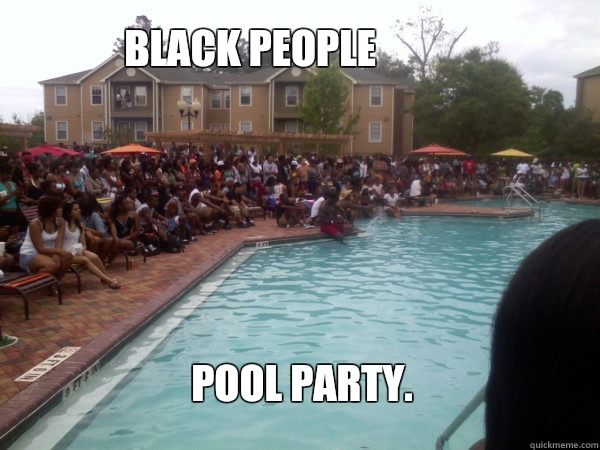 black people pool party Blank Meme Template