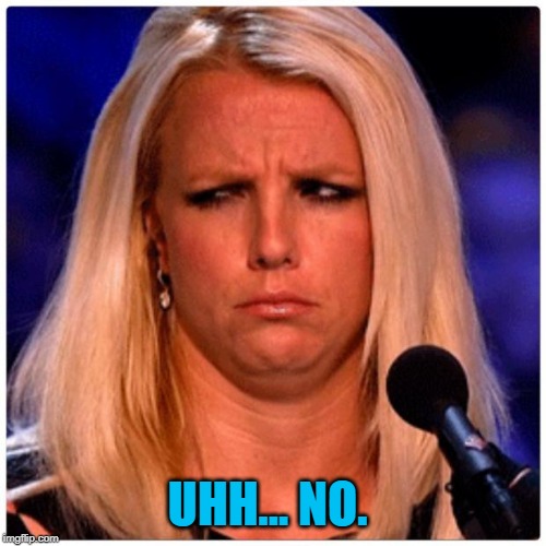 Confused Britney | UHH... NO. | image tagged in confused britney | made w/ Imgflip meme maker