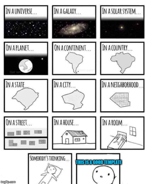Somewhere | THIS IS A GOOD TEMPLATE | image tagged in somewhere | made w/ Imgflip meme maker