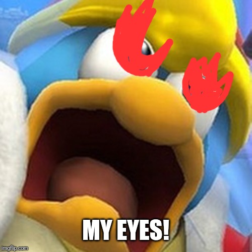 King Dedede oh shit face | MY EYES! | image tagged in king dedede oh shit face | made w/ Imgflip meme maker