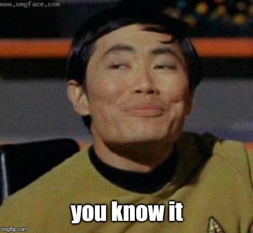 sulu | you know it | image tagged in sulu | made w/ Imgflip meme maker