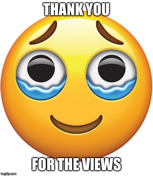 Happy crying | THANK YOU FOR THE VIEWS | image tagged in happy crying | made w/ Imgflip meme maker